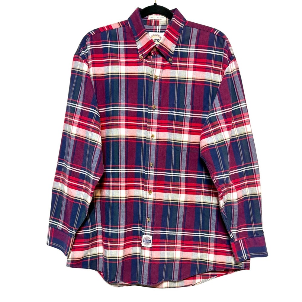 Savane Heritage Plaid Button‎ Down Shirt Men Large Ivy League Classiccore Preppy